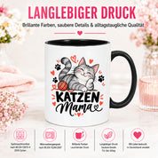 Katzen Mama Tasse Geschenk 330 ml Keramiktasse für Katzenliebhaber Katzenfreundin Geburtstag Weihnachten