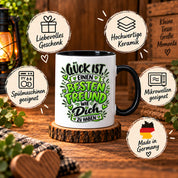 Herzbotschaft Bester Freund Tasse – Glück ist einen besten Freund wie dich zu haben – Kaffeetasse 330 ml mit Freundschaftsspruch und grünem Herz Motiv – Geschenk für besten Freund, Kumpel und Lieblingsmenschen – Freundschaft Geschenkidee