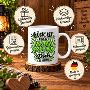 Herzbotschaft Bester Freund Tasse – Glück ist einen besten Freund wie dich zu haben – Kaffeetasse 330 ml mit Freundschaftsspruch und grünem Herz Motiv – Geschenk für besten Freund, Kumpel und Lieblingsmenschen – Freundschaft Geschenkidee