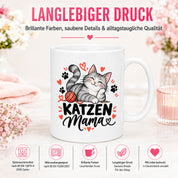 Katzen Mama Tasse Geschenk 330 ml Keramiktasse für Katzenliebhaber Katzenfreundin Geburtstag Weihnachten