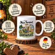 Camping Tasse Mein Therapeut heißt Campingplatz 330 ml Geschenk Camper Wohnmobil Campingfan Geburtstag Weihnachten