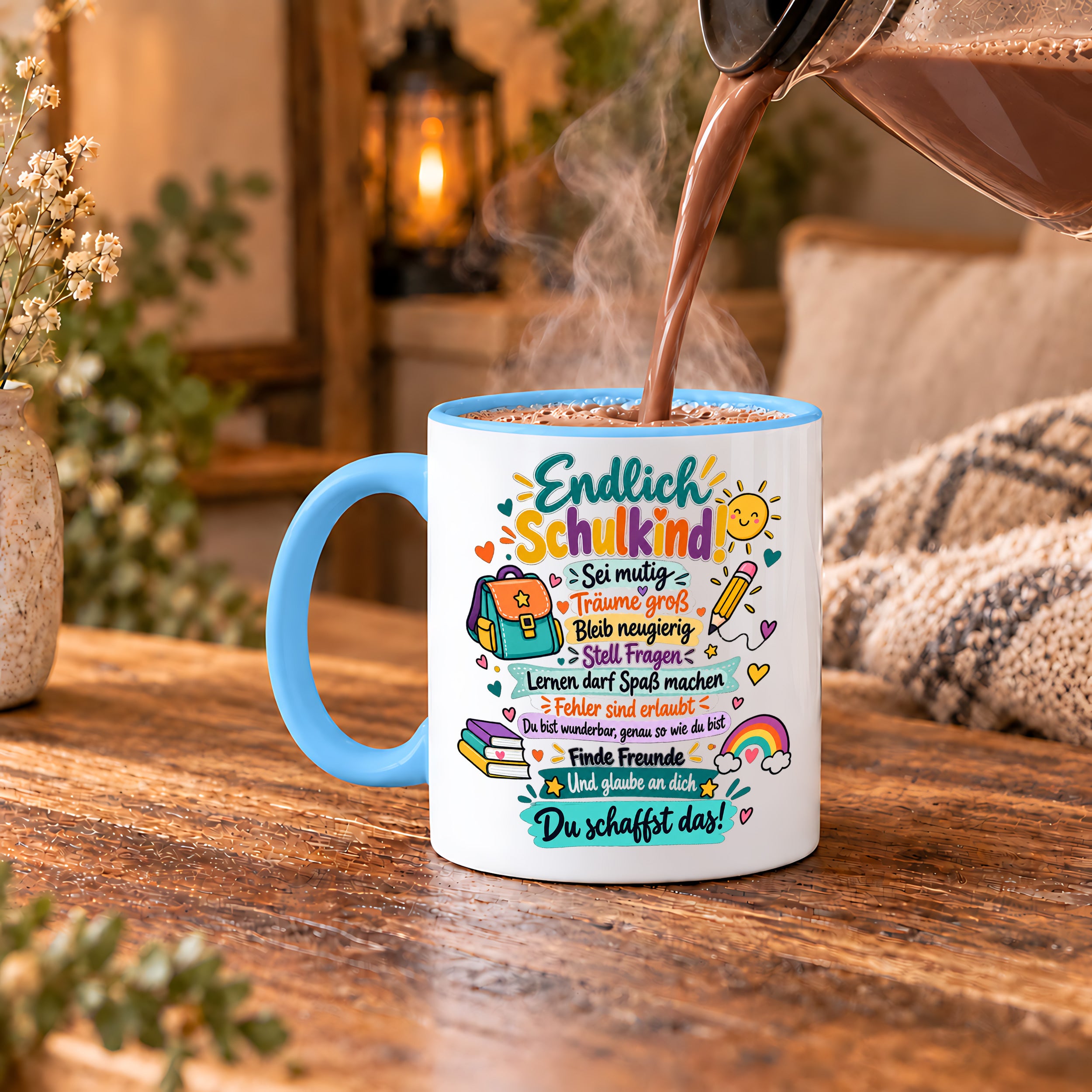 Tasse Schulkind Einschulung Geschenk Mutmacher Schule Schulanfang Kaffeetasse für Mädchen Jungen Geburtstag Schulstart 330 ml