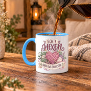 Stricken Tasse Echte Hexen haben zwei Zauberstäbe 330 ml Geschenk für Strickerin Wolle Handarbeit Geburtstag Weihnachten