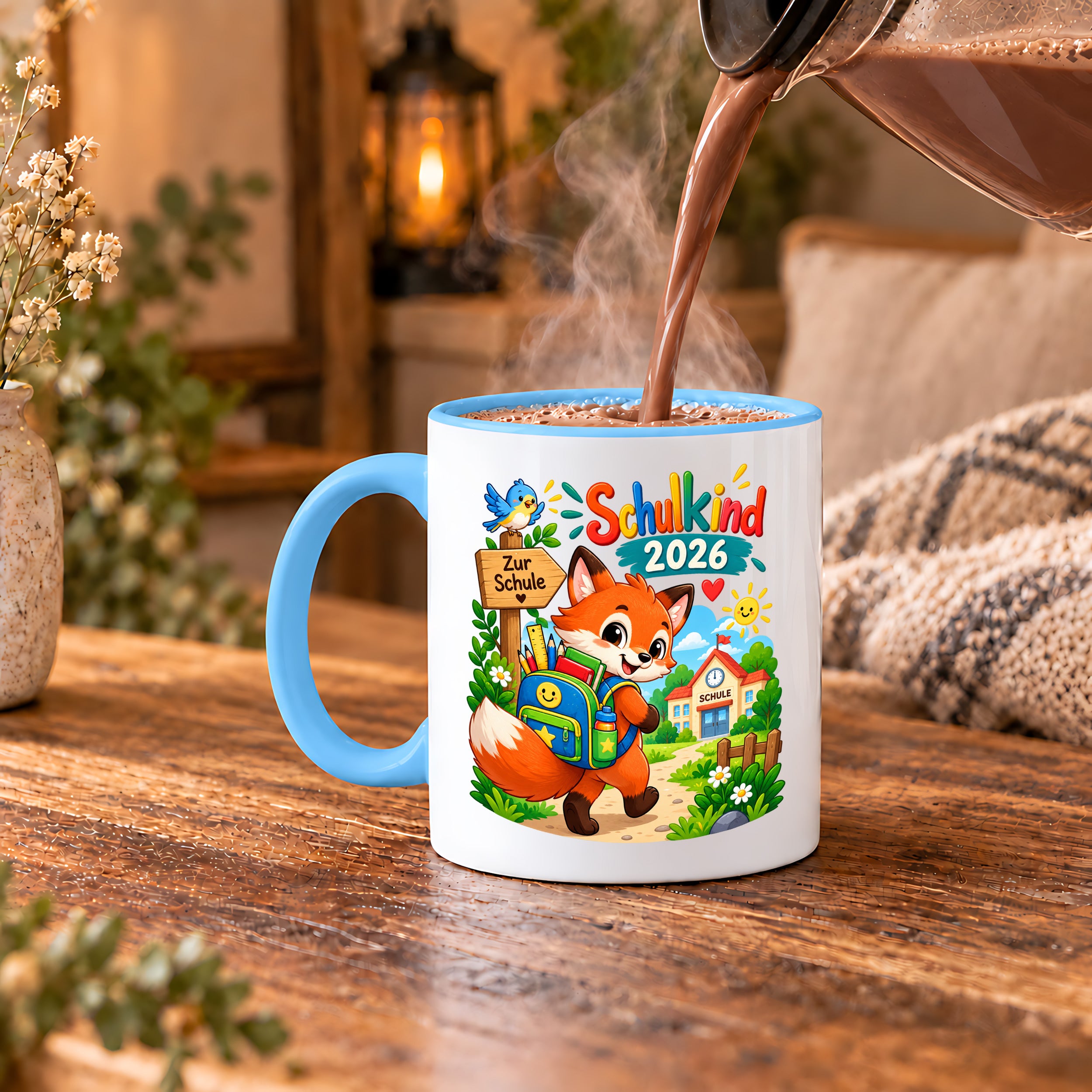 Schulkind 2026 Tasse Fuchs Einschulung Geschenk 330 ml Keramiktasse Schulanfang 1. Schultag Schultüte Mädchen Jungen