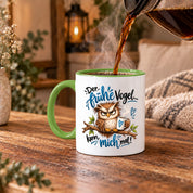 Herzbotschaft Eulen Tasse – Der frühe Vogel kann mich mal – Lustige Kaffeetasse mit mürrischer Eule und Kaffee – Geschenk für Morgenmuffel, Langschläfer, Kaffeeliebhaber, Kollegen und Freunde – 330 ml