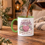 Stricken Tasse Echte Hexen haben zwei Zauberstäbe 330 ml Geschenk für Strickerin Wolle Handarbeit Geburtstag Weihnachten