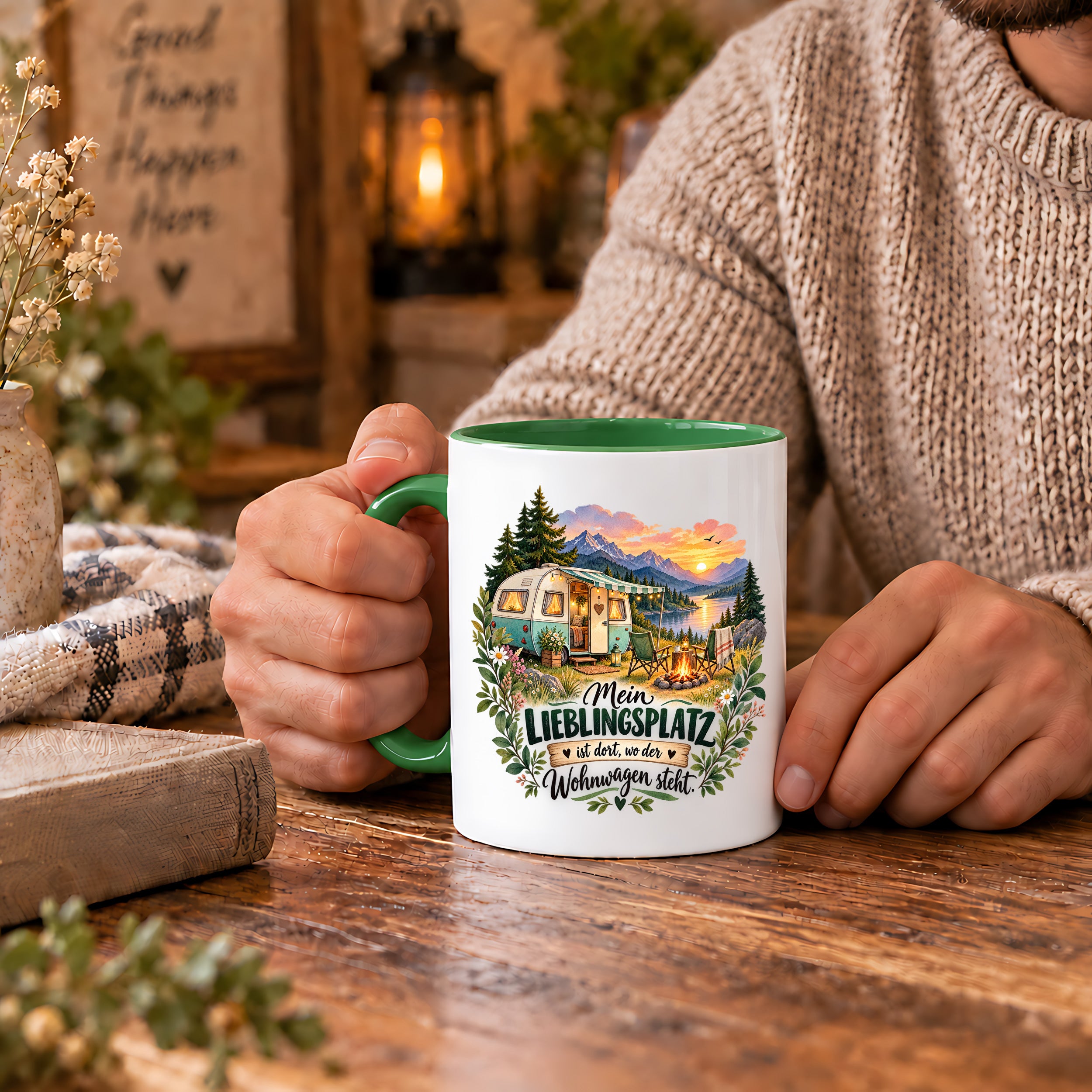 Tasse Wohnwagen Camping Geschenk Lieblingsplatz Camper Kaffeetasse Campingfreunde Wohnmobil Urlaub Geburtstag Weihnachten 330 ml