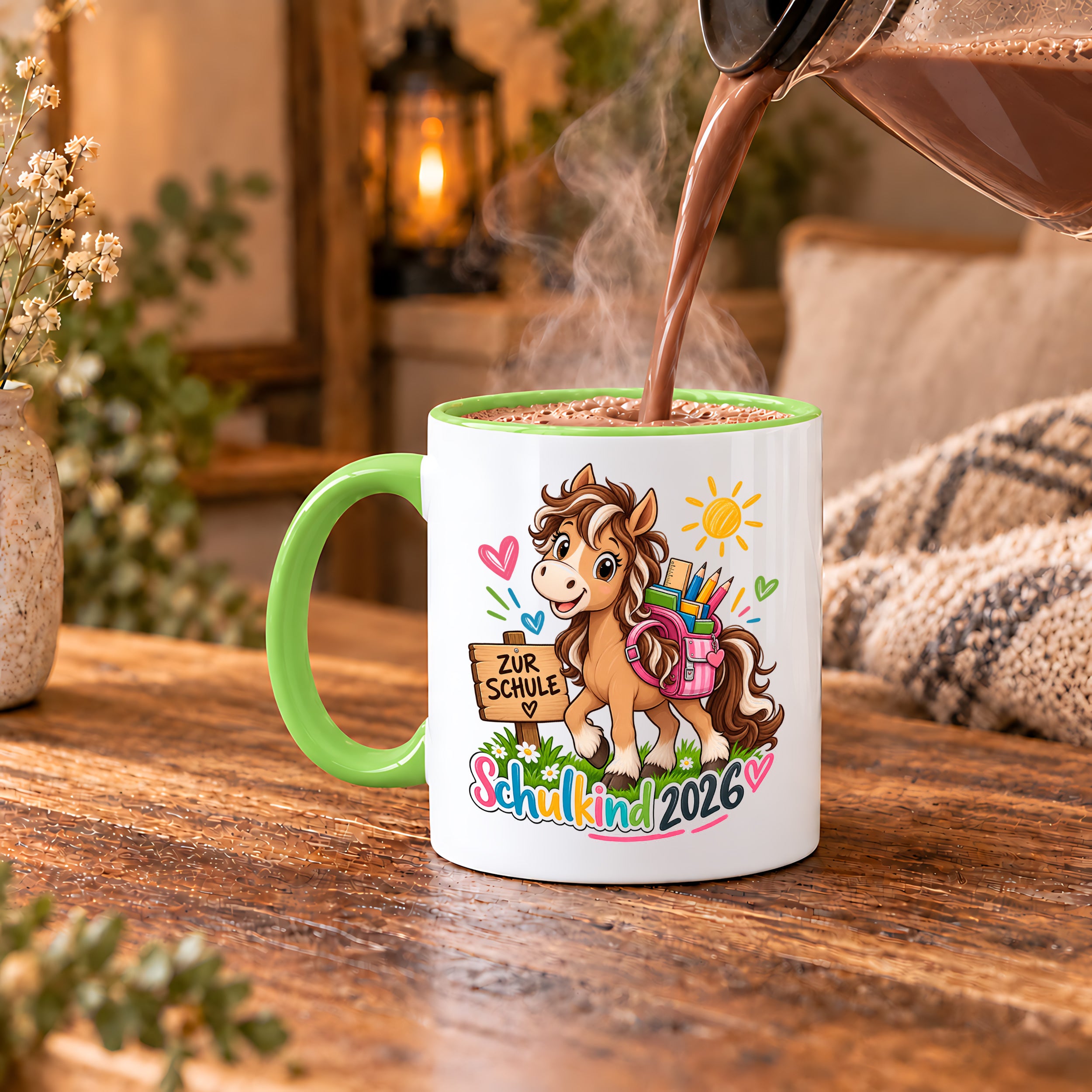 Schulkind 2026 Tasse Pferd Einschulung Geschenk 330 ml Keramiktasse für Mädchen Jungen Schulanfang 1. Schultag