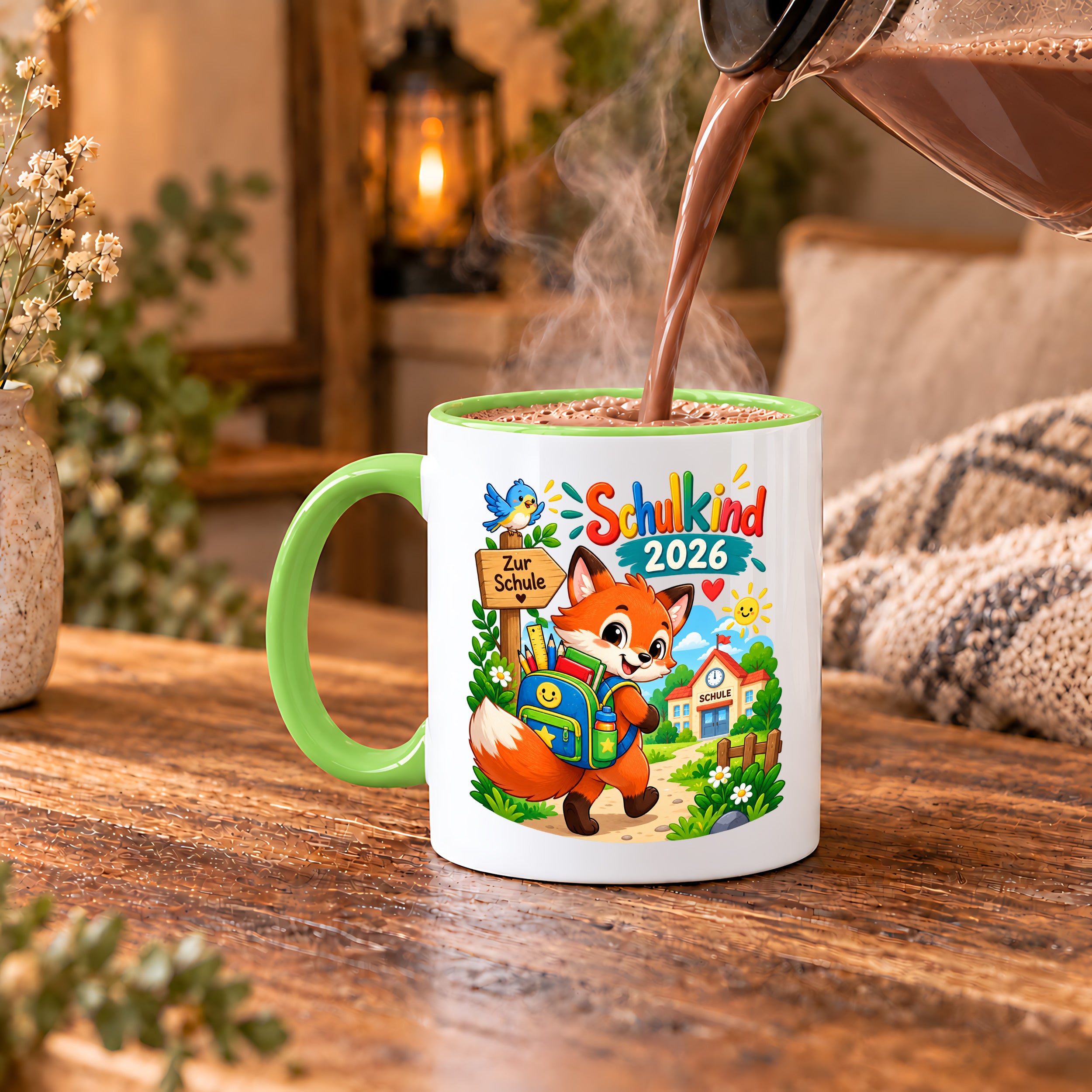 Schulkind 2026 Tasse Fuchs Einschulung Geschenk 330 ml Keramiktasse Schulanfang 1. Schultag Schultüte Mädchen Jungen