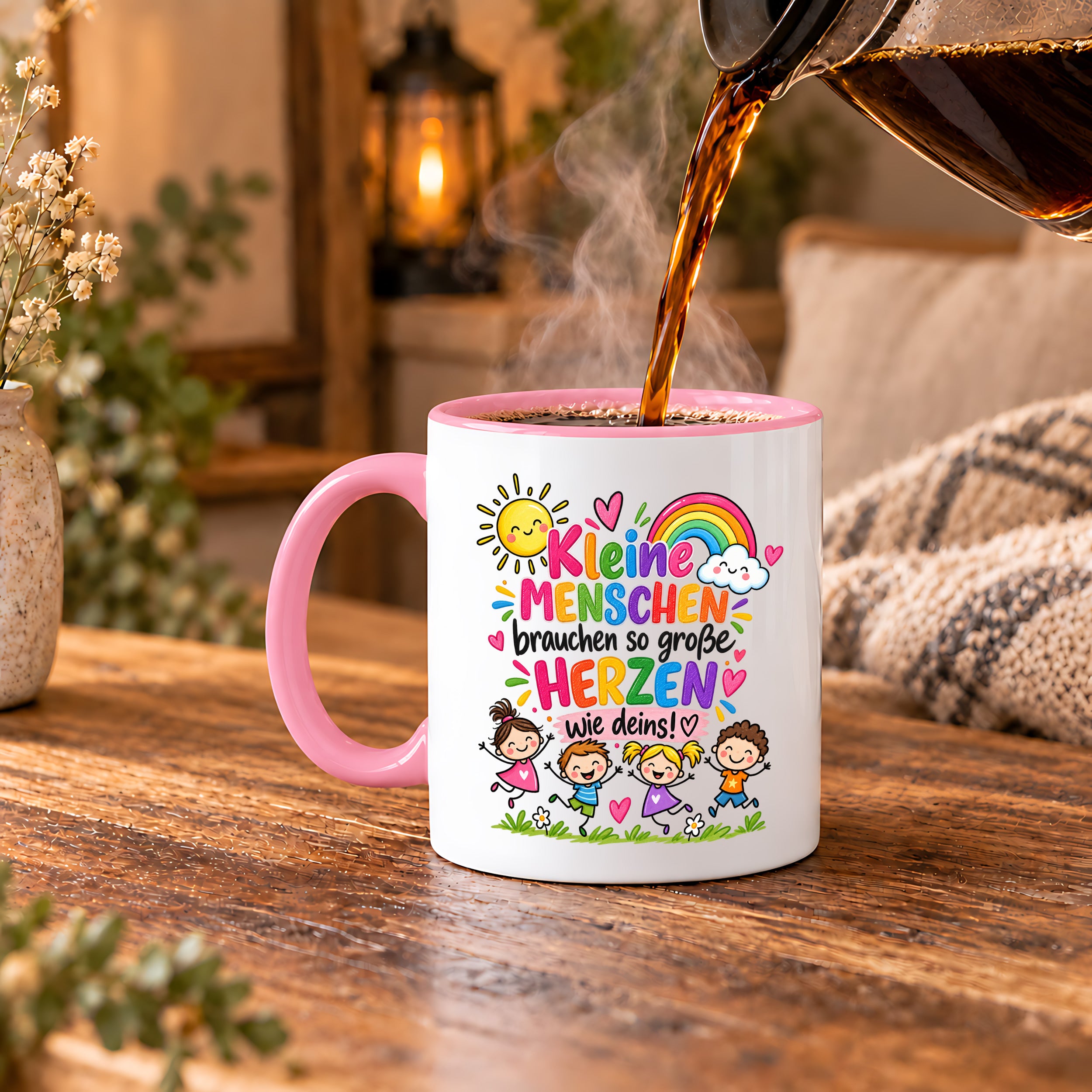 Tasse Erzieherin Geschenk Kleine Menschen große Herzen Kita Kindergarten Dankeschön Pädagogin Geburtstag Weihnachten 330 ml Kindergärtnerin