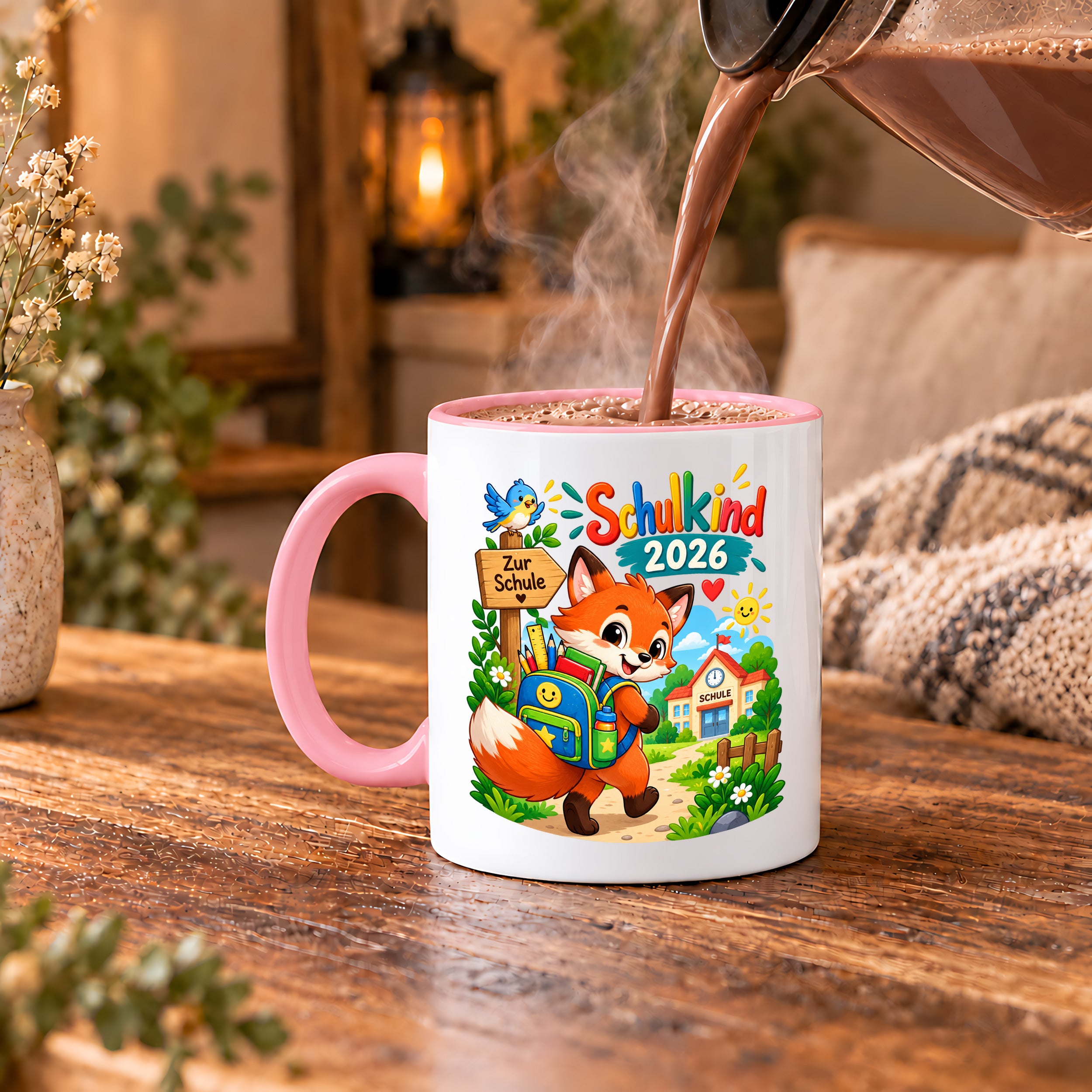 Schulkind 2026 Tasse Fuchs Einschulung Geschenk 330 ml Keramiktasse Schulanfang 1. Schultag Schultüte Mädchen Jungen