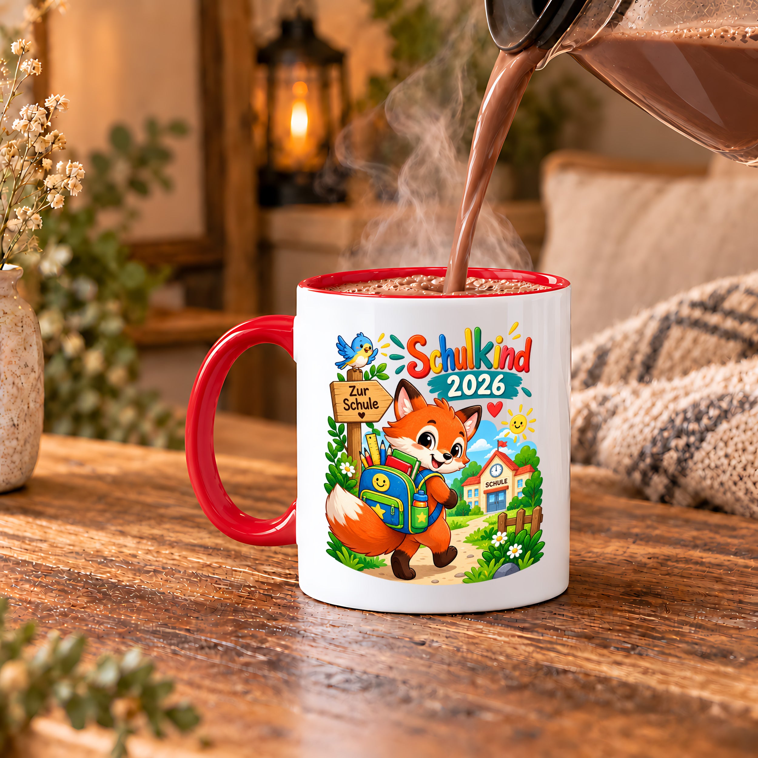 Schulkind 2026 Tasse Fuchs Einschulung Geschenk 330 ml Keramiktasse Schulanfang 1. Schultag Schultüte Mädchen Jungen