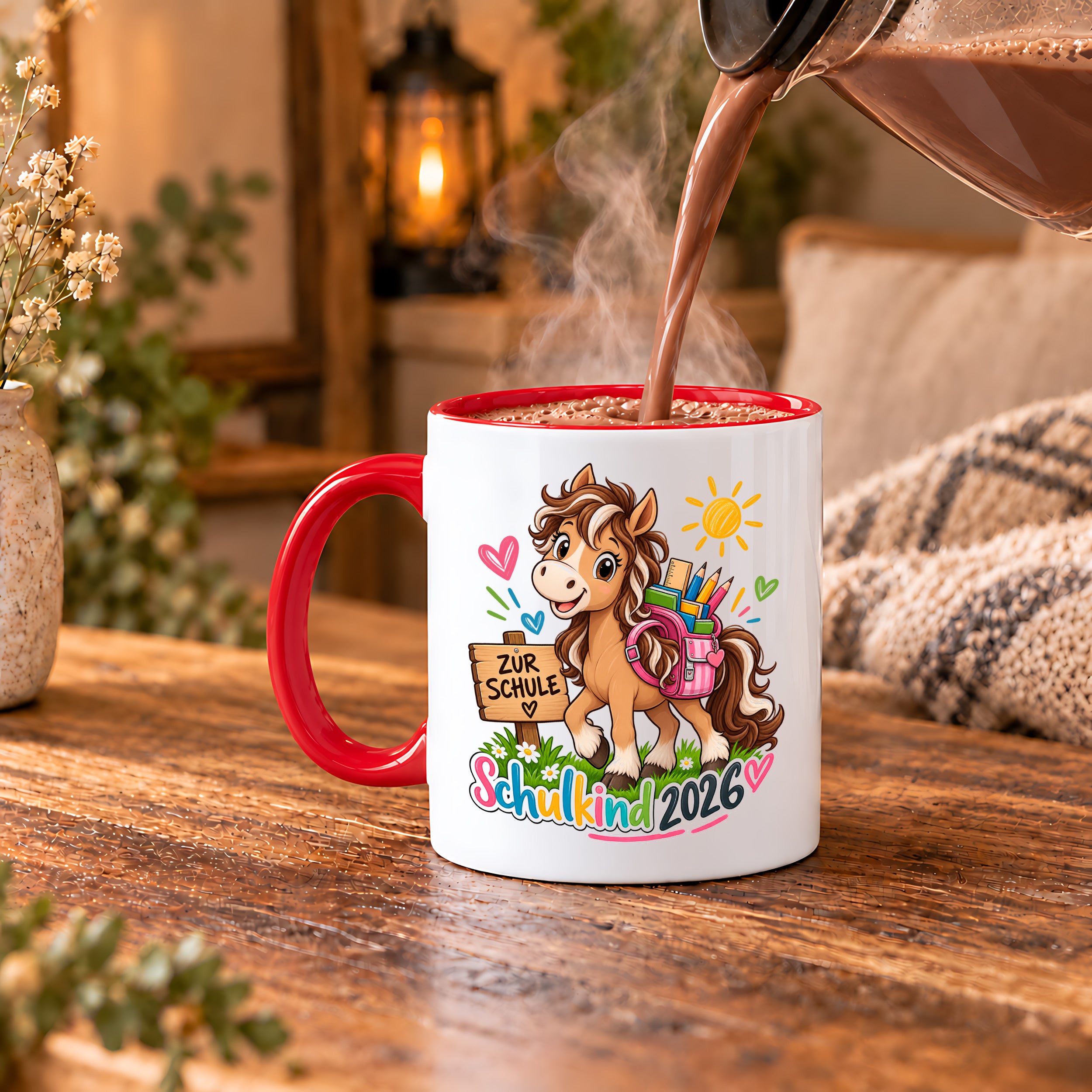Schulkind 2026 Tasse Pferd Einschulung Geschenk 330 ml Keramiktasse für Mädchen Jungen Schulanfang 1. Schultag