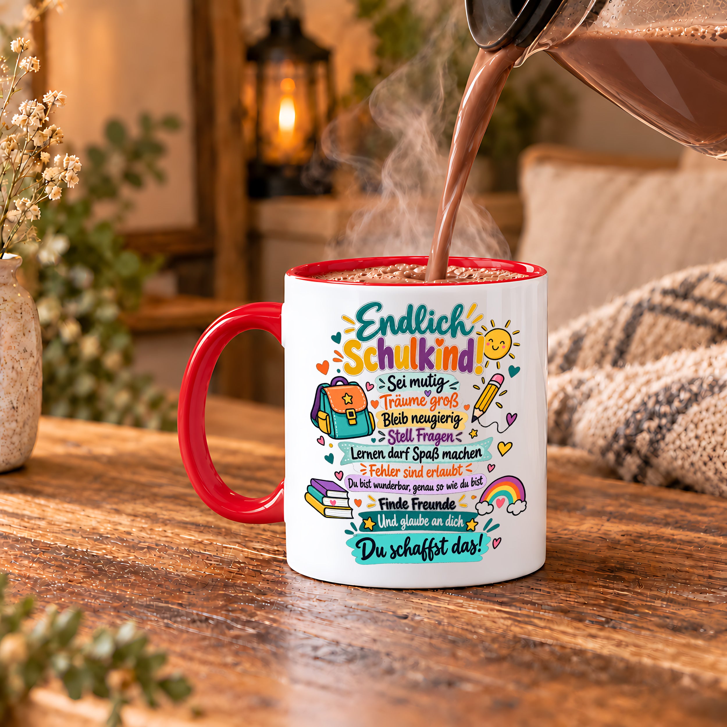 Tasse Schulkind Einschulung Geschenk Mutmacher Schule Schulanfang Kaffeetasse für Mädchen Jungen Geburtstag Schulstart 330 ml