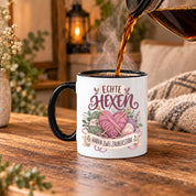 Stricken Tasse Echte Hexen haben zwei Zauberstäbe 330 ml Geschenk für Strickerin Wolle Handarbeit Geburtstag Weihnachten