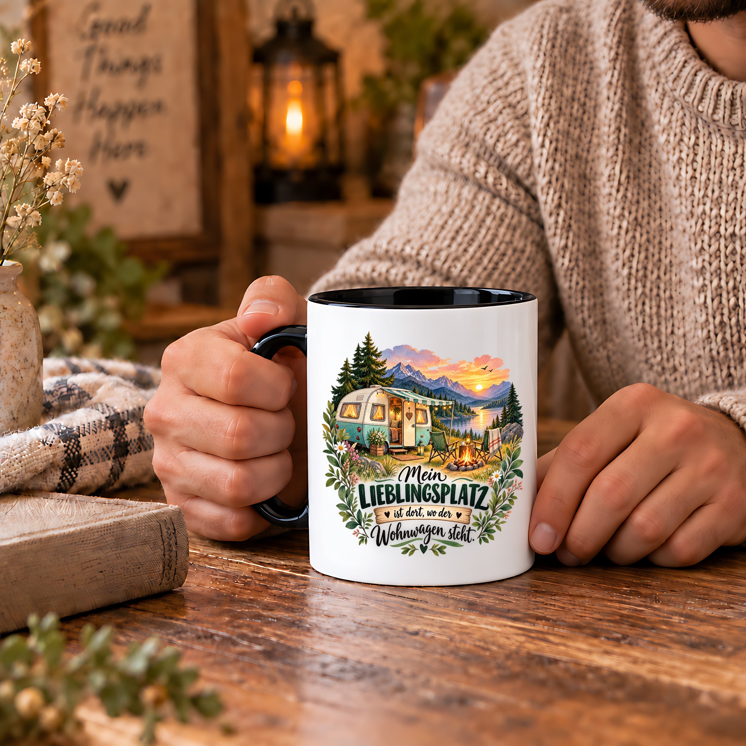Tasse Wohnwagen Camping Geschenk Lieblingsplatz Camper Kaffeetasse Campingfreunde Wohnmobil Urlaub Geburtstag Weihnachten 330 ml