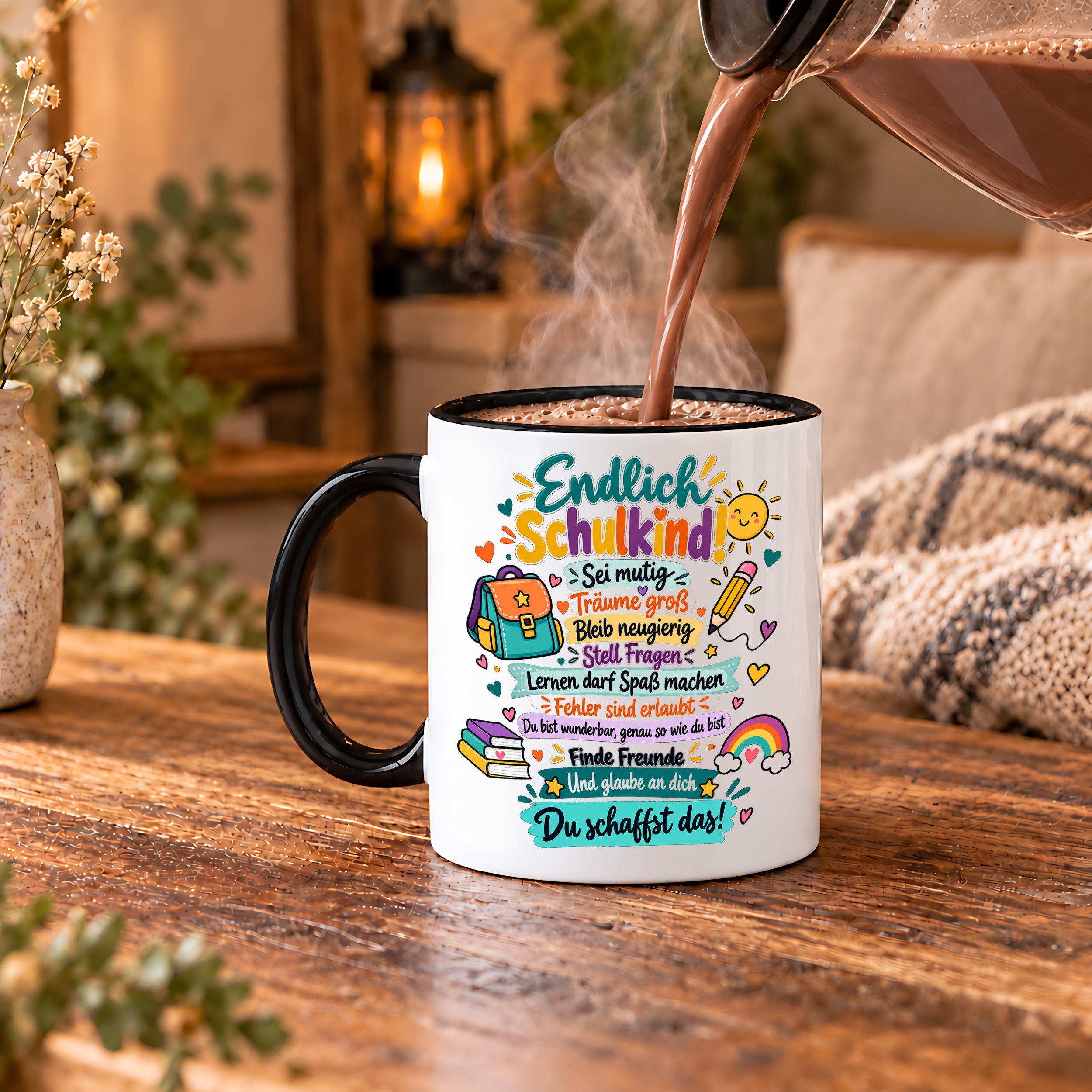 Tasse Schulkind Einschulung Geschenk Mutmacher Schule Schulanfang Kaffeetasse für Mädchen Jungen Geburtstag Schulstart 330 ml