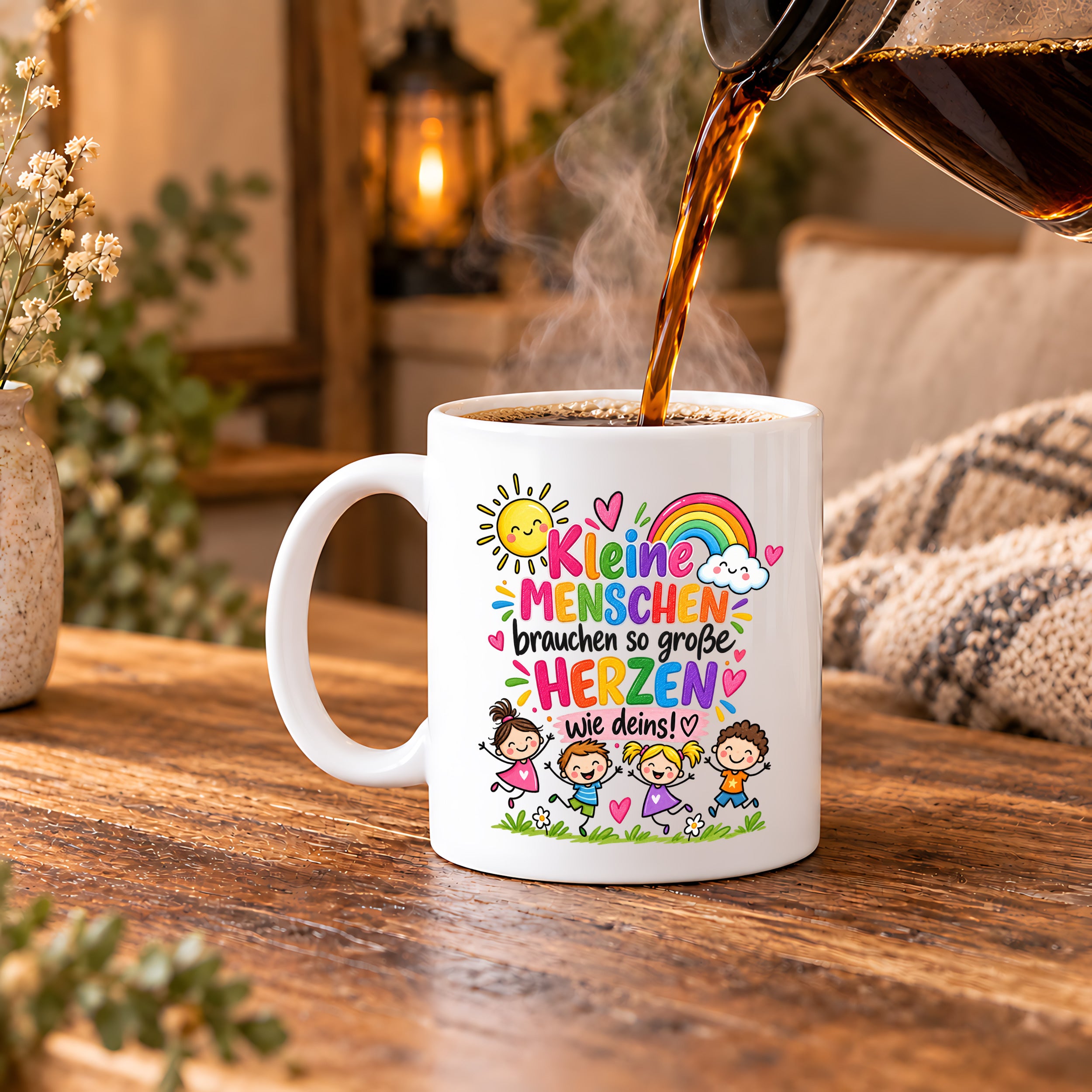 Tasse Erzieherin Geschenk Kleine Menschen große Herzen Kita Kindergarten Dankeschön Pädagogin Geburtstag Weihnachten 330 ml Kindergärtnerin