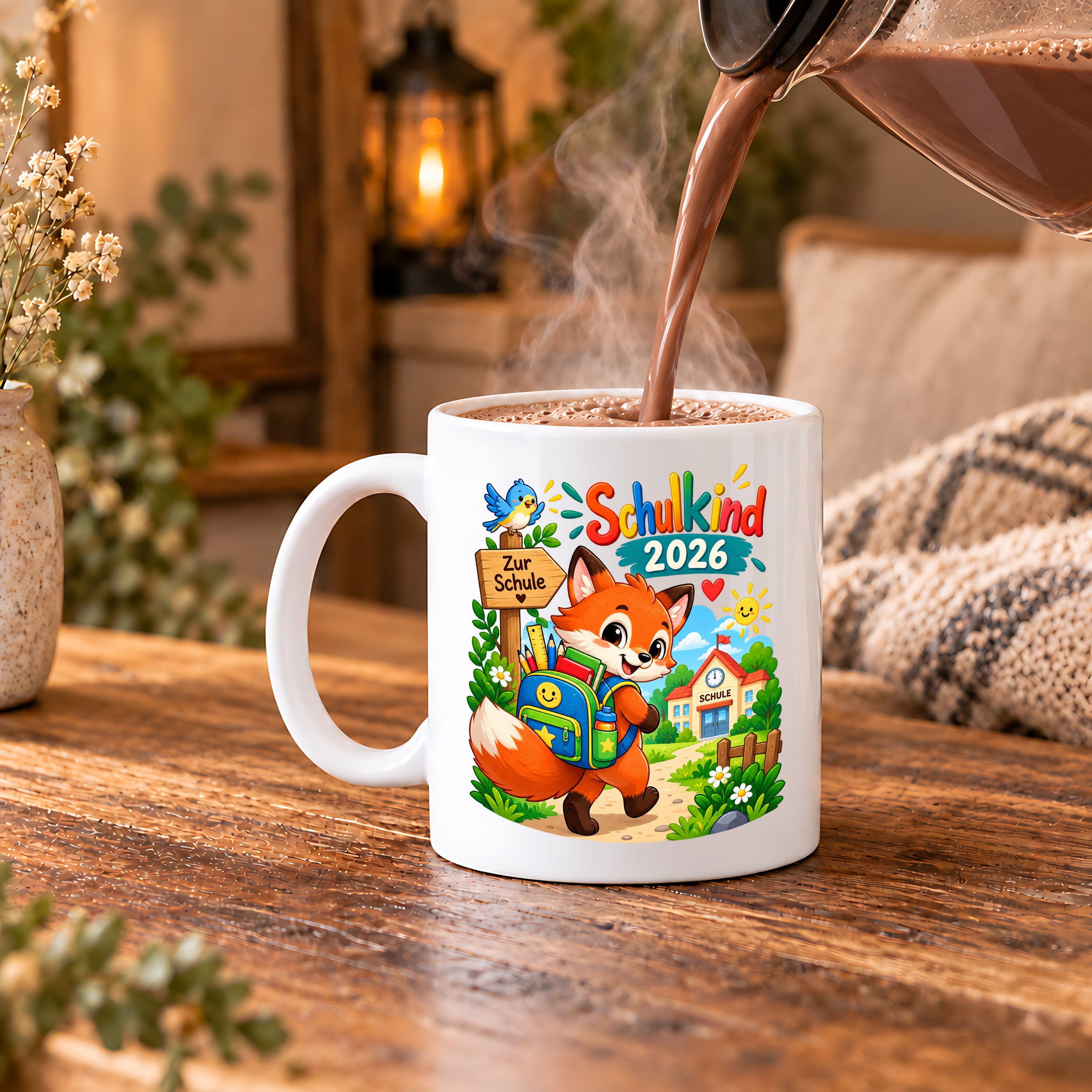 Schulkind 2026 Tasse Fuchs Einschulung Geschenk 330 ml Keramiktasse Schulanfang 1. Schultag Schultüte Mädchen Jungen
