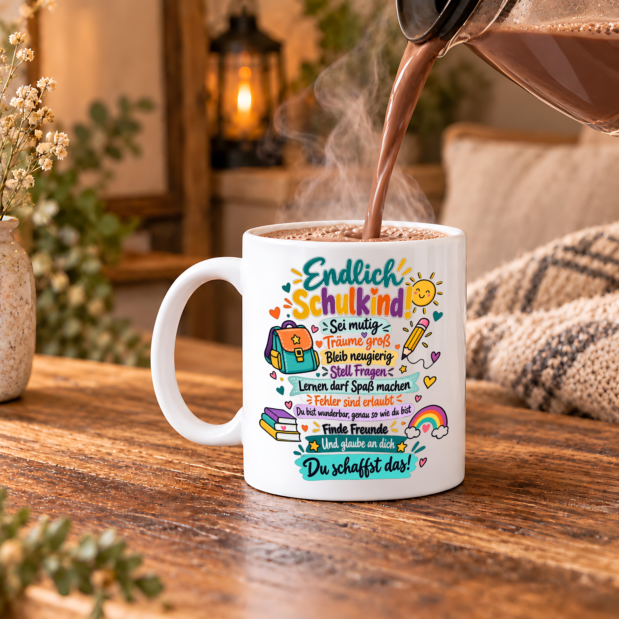 Tasse Schulkind Einschulung Geschenk Mutmacher Schule Schulanfang Kaffeetasse für Mädchen Jungen Geburtstag Schulstart 330 ml