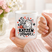 Katzen Mama Tasse Geschenk 330 ml Keramiktasse für Katzenliebhaber Katzenfreundin Geburtstag Weihnachten
