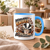 Herzbotschaft Dachs Tasse – Berühren meines Kaffees führt zu spontaner Erwerbsunfähigkeit – Lustige Kaffeetasse mit frechem Dachs Motiv – Geschenk für Kaffeeliebhaber, Kollegen und Büro – 330 ml