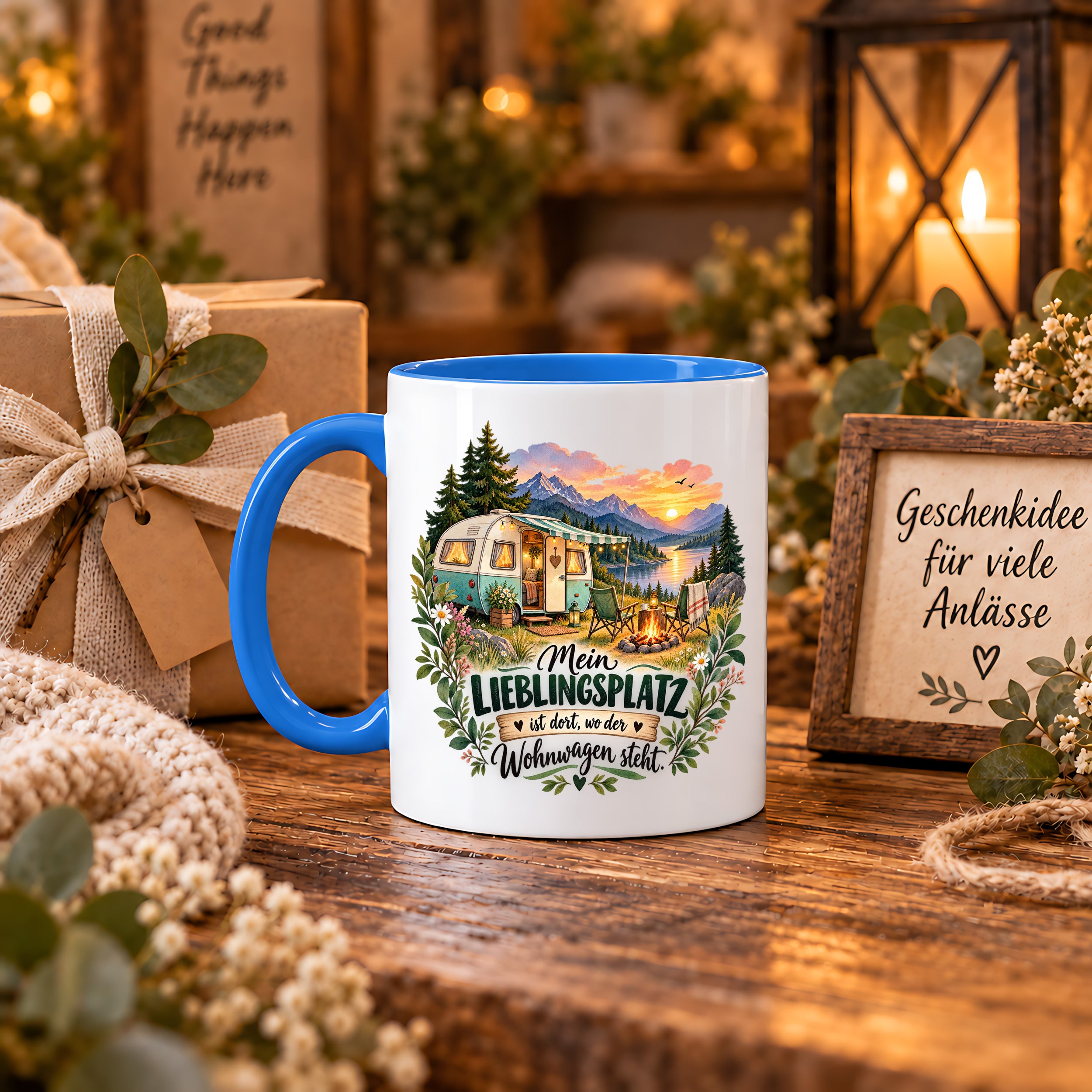 Tasse Wohnwagen Camping Geschenk Lieblingsplatz Camper Kaffeetasse Campingfreunde Wohnmobil Urlaub Geburtstag Weihnachten 330 ml