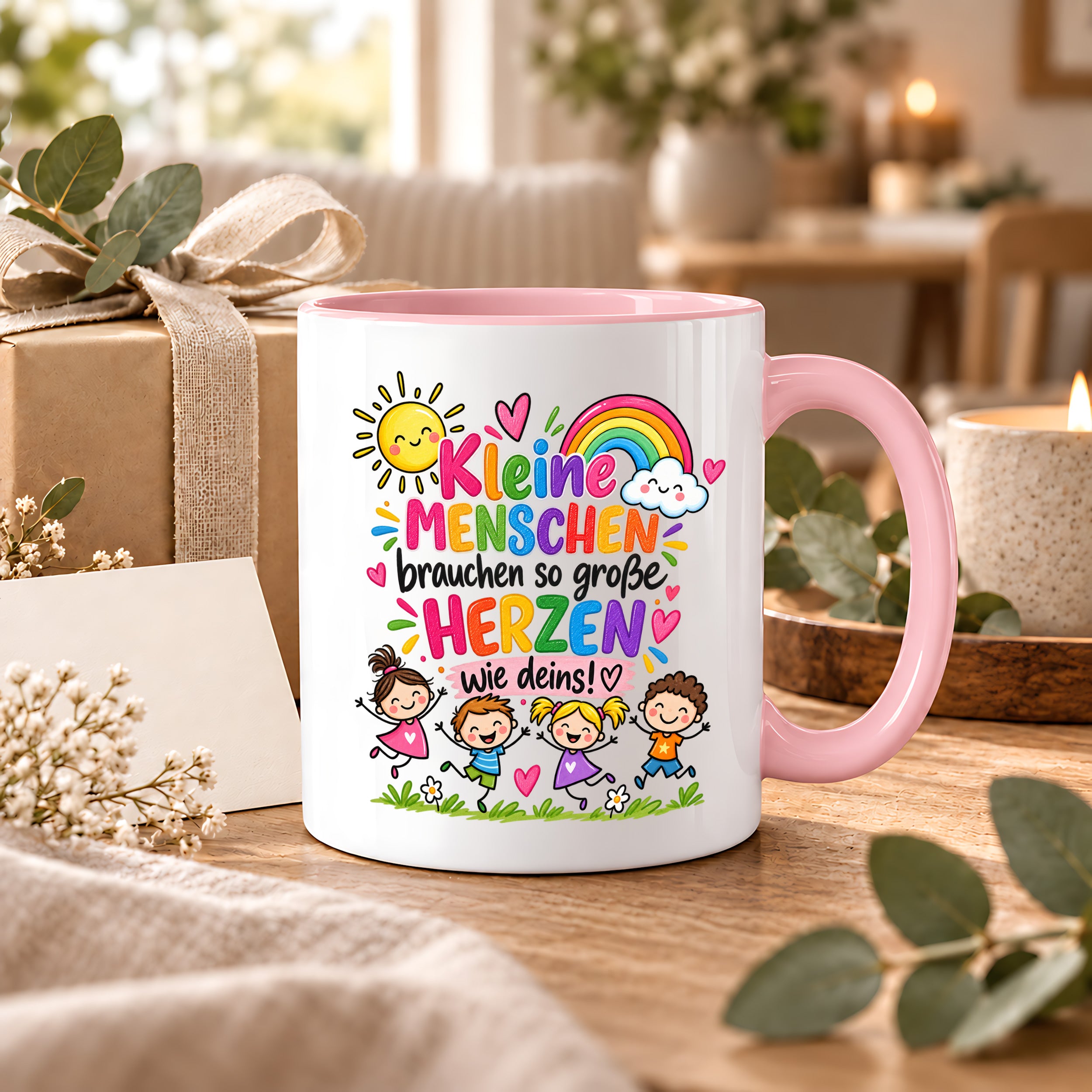 Tasse Erzieherin Geschenk Kleine Menschen große Herzen Kita Kindergarten Dankeschön Pädagogin Geburtstag Weihnachten 330 ml Kindergärtnerin