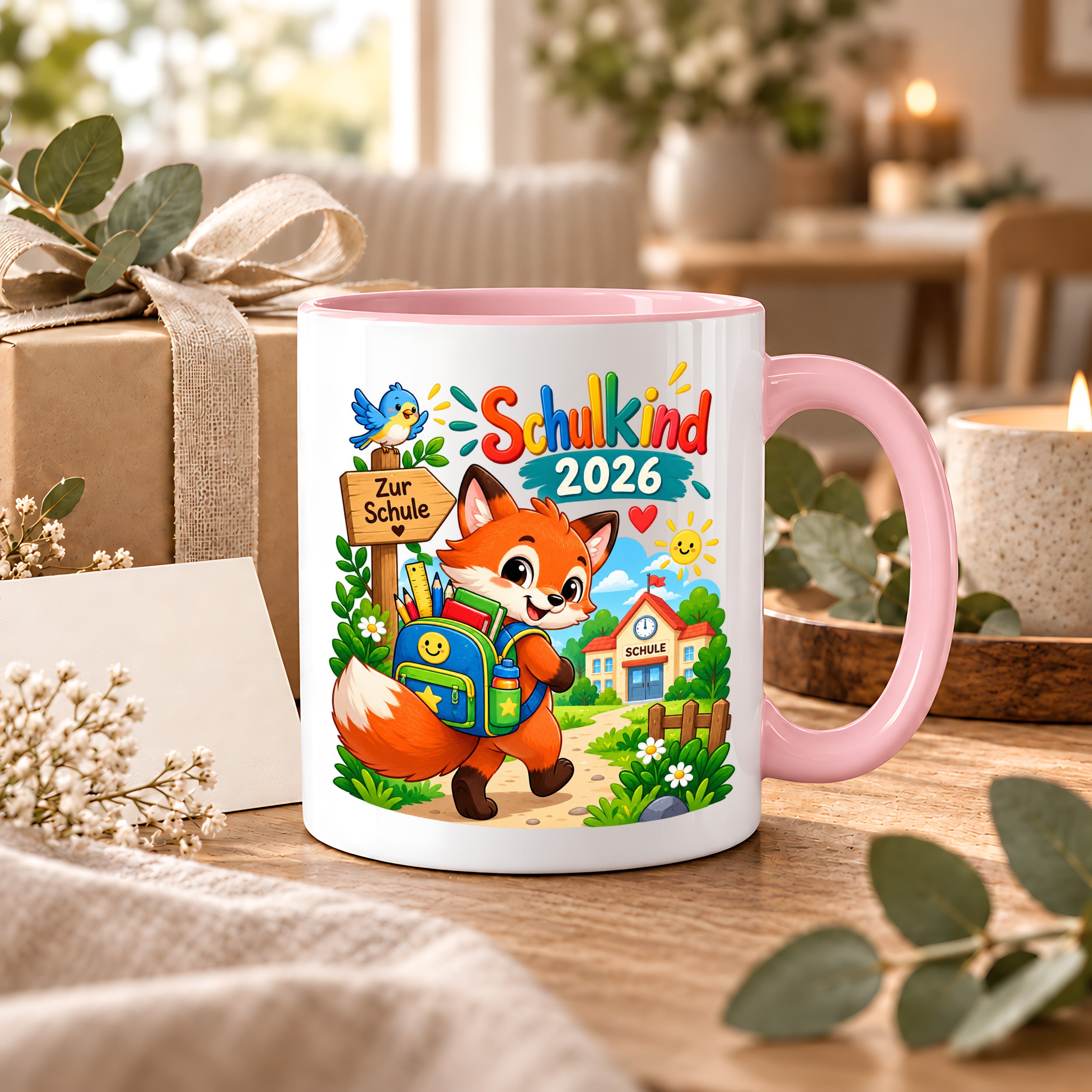 Schulkind 2026 Tasse Fuchs Einschulung Geschenk 330 ml Keramiktasse Schulanfang 1. Schultag Schultüte Mädchen Jungen