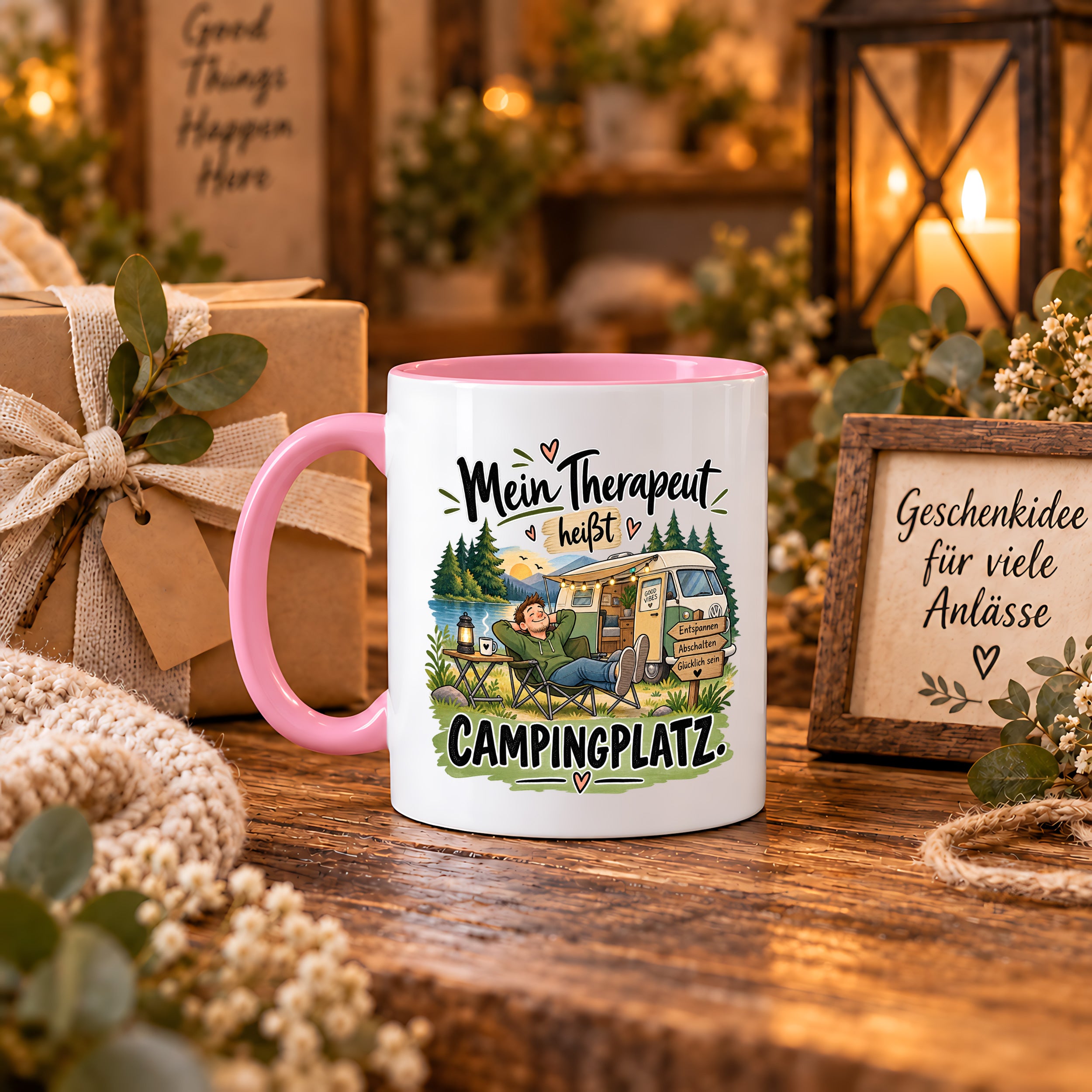 Camping Tasse Mein Therapeut heißt Campingplatz 330 ml Geschenk Camper Wohnmobil Campingfan Geburtstag Weihnachten