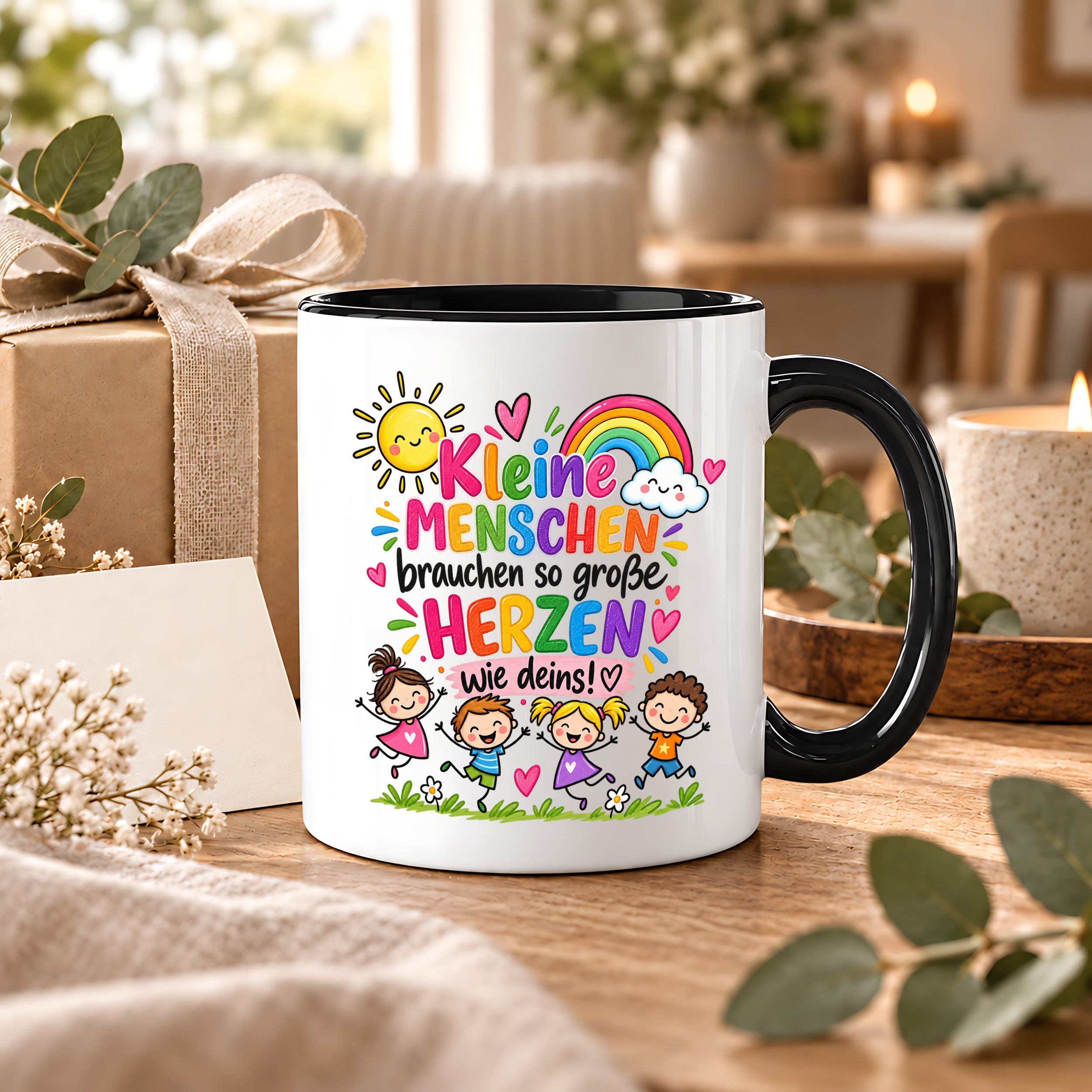 Tasse Erzieherin Geschenk Kleine Menschen große Herzen Kita Kindergarten Dankeschön Pädagogin Geburtstag Weihnachten 330 ml Kindergärtnerin