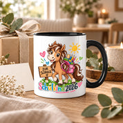 Schulkind 2026 Tasse Pferd Einschulung Geschenk 330 ml Keramiktasse für Mädchen Jungen Schulanfang 1. Schultag