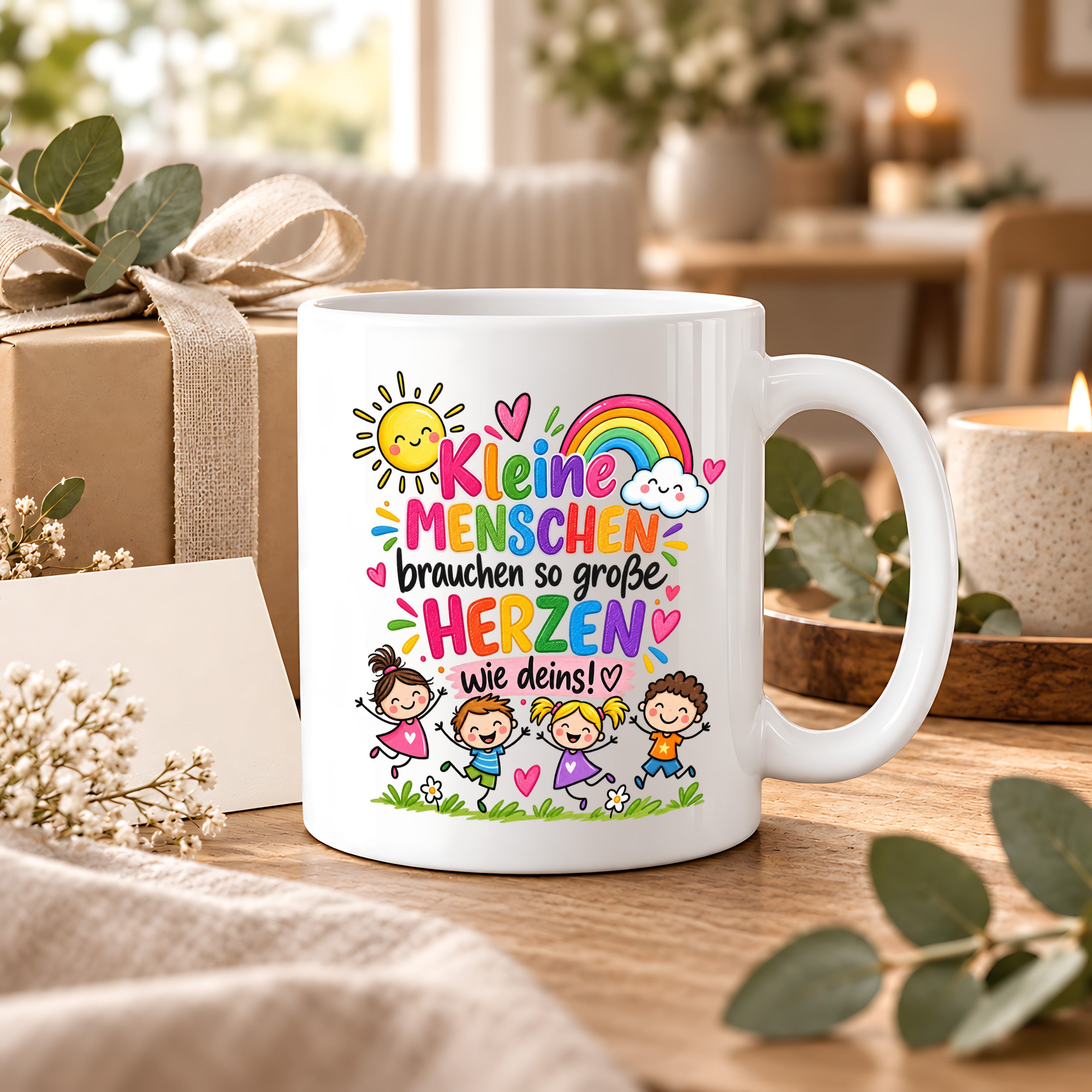 Tasse Erzieherin Geschenk Kleine Menschen große Herzen Kita Kindergarten Dankeschön Pädagogin Geburtstag Weihnachten 330 ml Kindergärtnerin