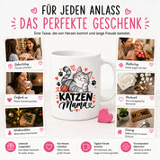 Katzen Mama Tasse Geschenk 330 ml Keramiktasse für Katzenliebhaber Katzenfreundin Geburtstag Weihnachten