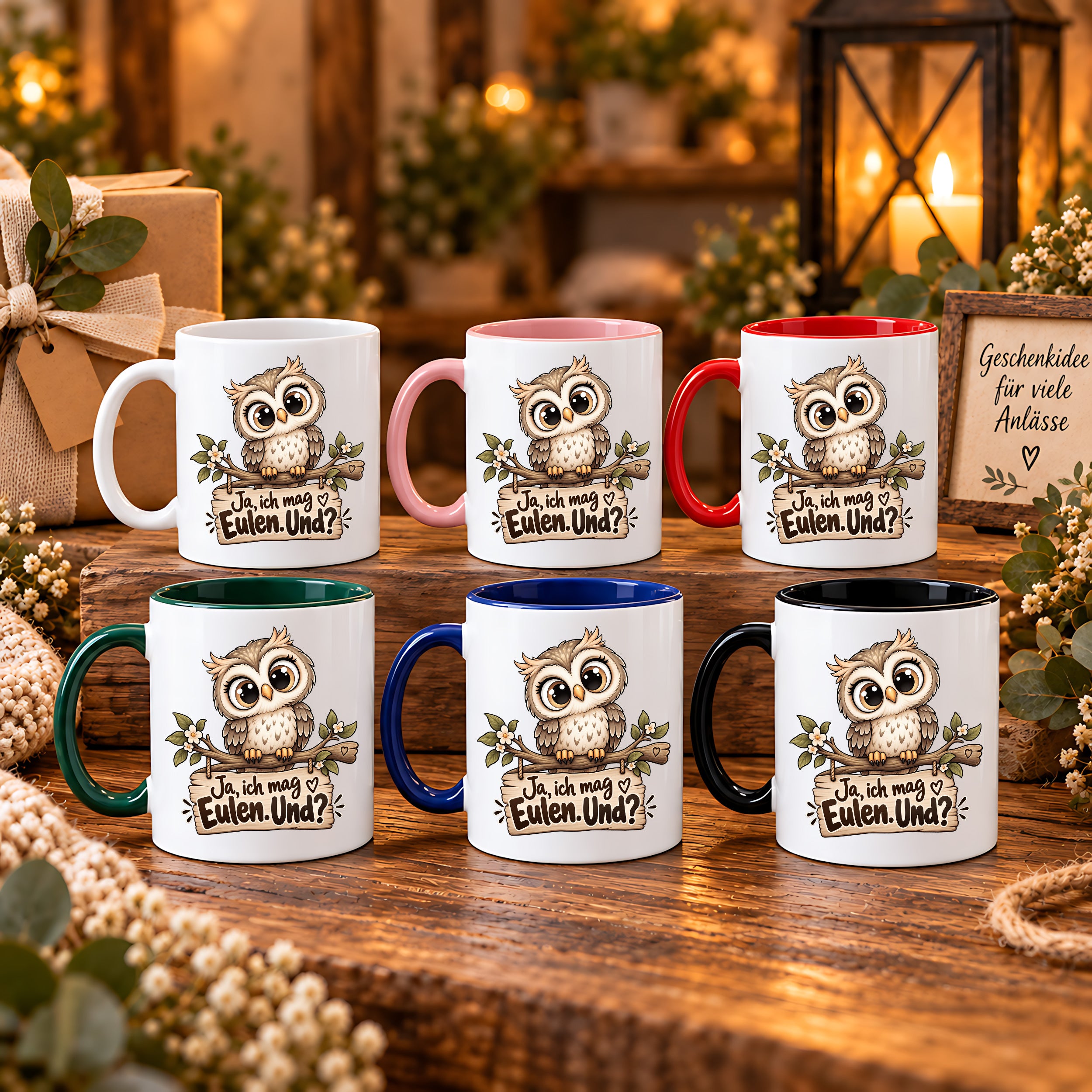 Tasse Eulenfan lustiger Spruch Ja ich mag Eulen Geschenk für Eulenliebhaber Freundin Kollegin Geburtstag Weihnachten 330 ml