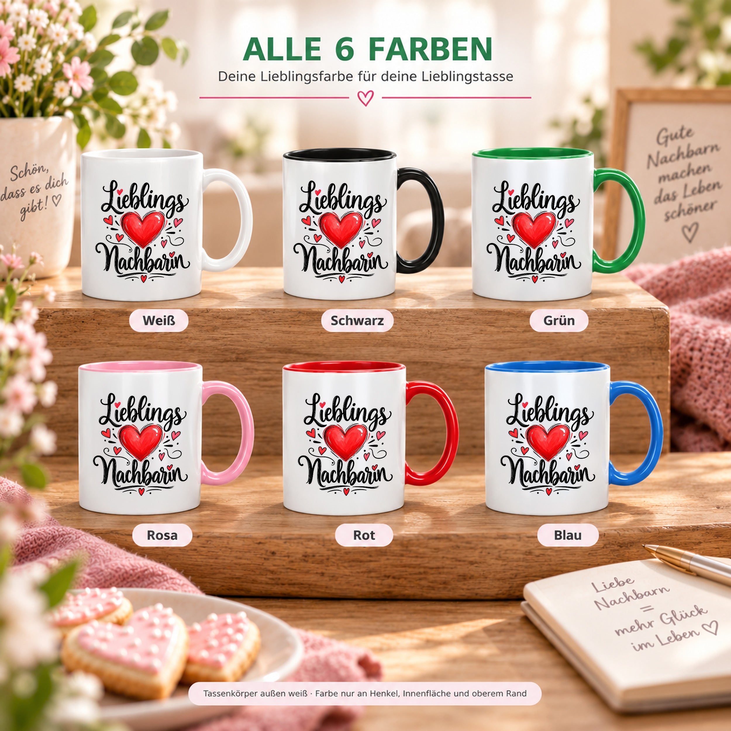 weiss, rosa, rot, gruen, blau, schwarz