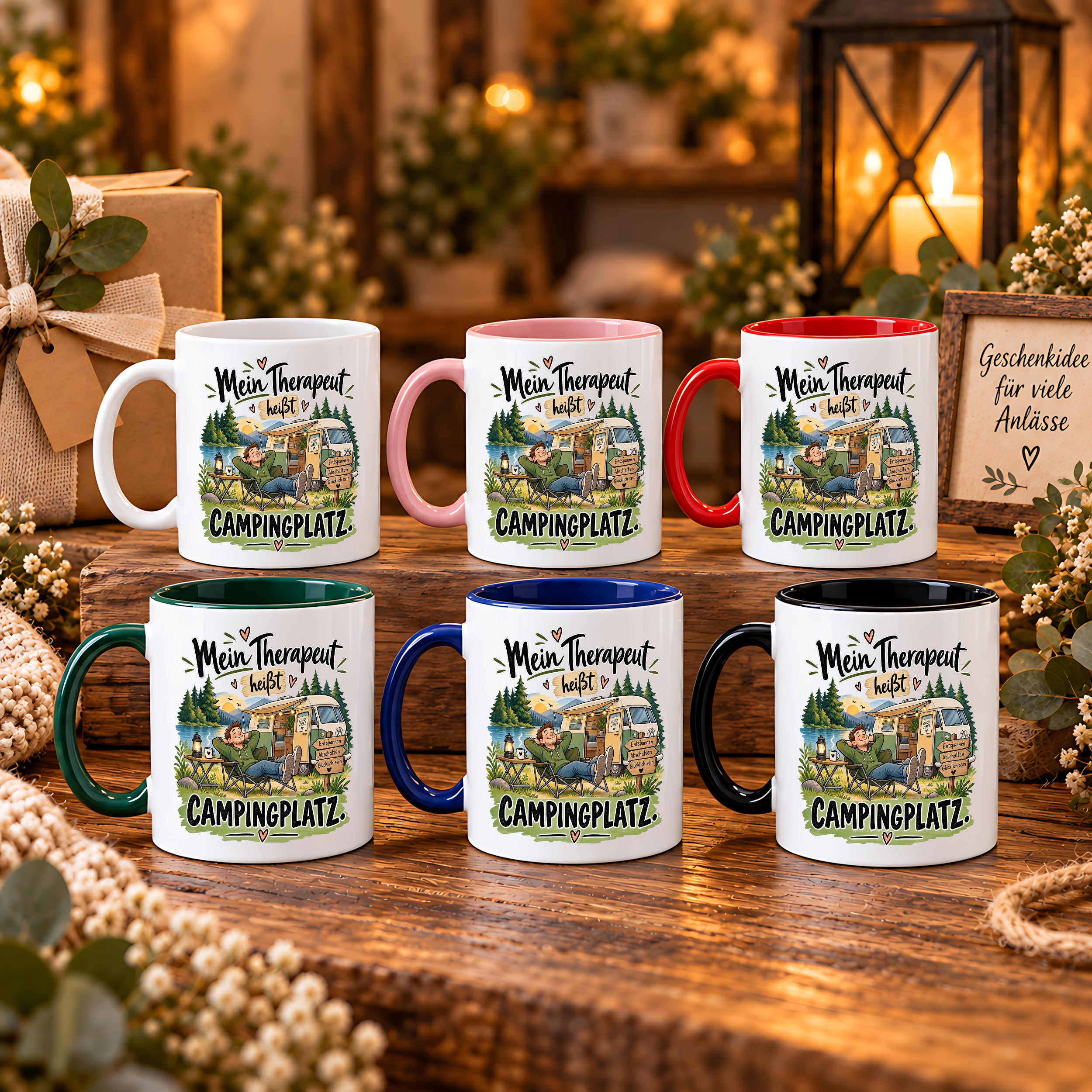 Camping Tasse Mein Therapeut heißt Campingplatz 330 ml Geschenk Camper Wohnmobil Campingfan Geburtstag Weihnachten