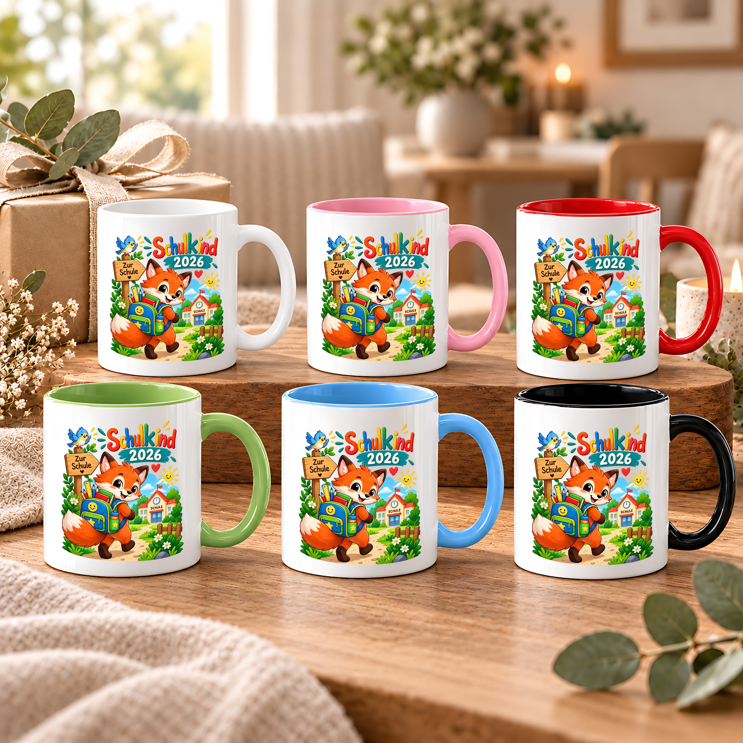 Schulkind 2026 Tasse Fuchs Einschulung Geschenk 330 ml Keramiktasse Schulanfang 1. Schultag Schultüte Mädchen Jungen