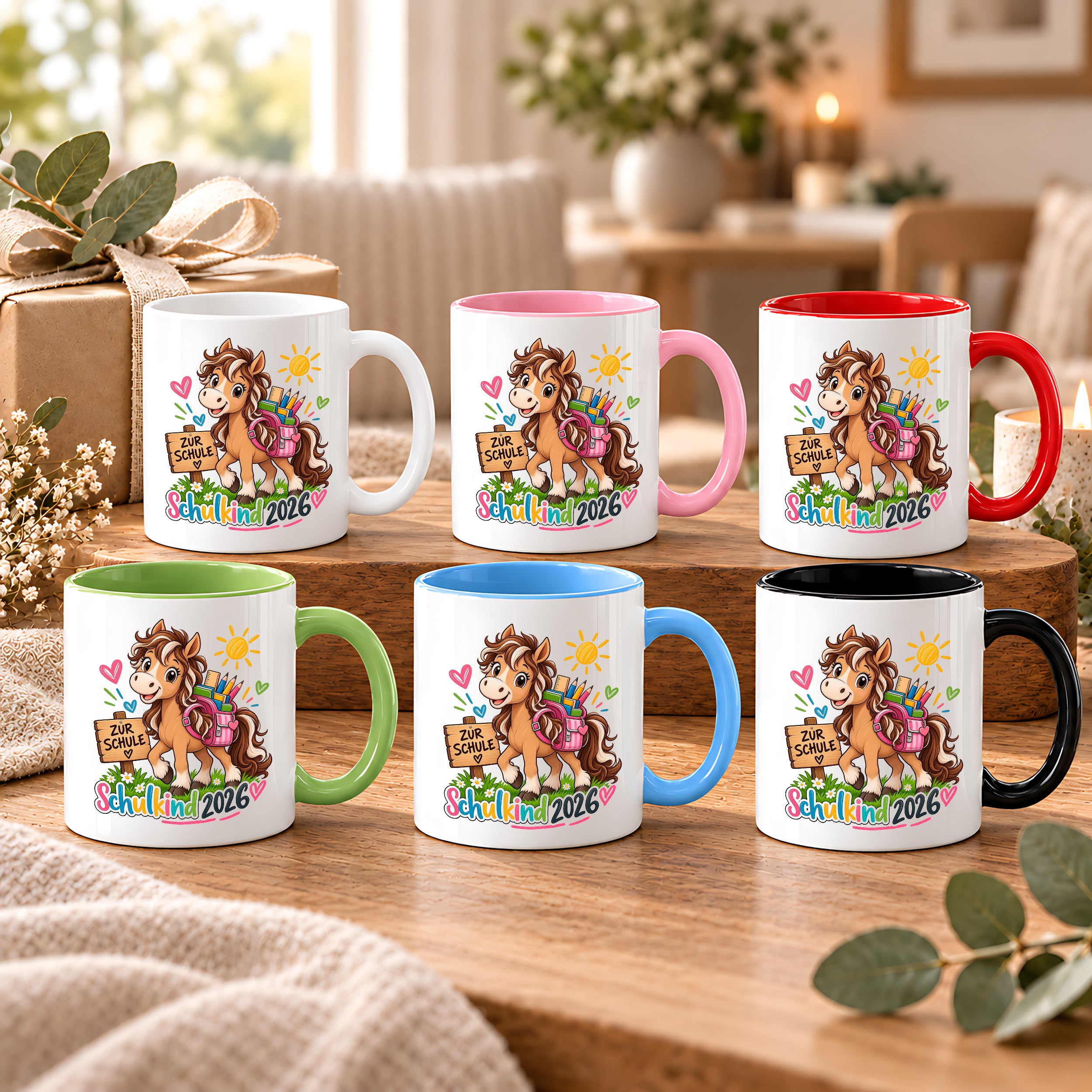 Schulkind 2026 Tasse Pferd Einschulung Geschenk 330 ml Keramiktasse für Mädchen Jungen Schulanfang 1. Schultag
