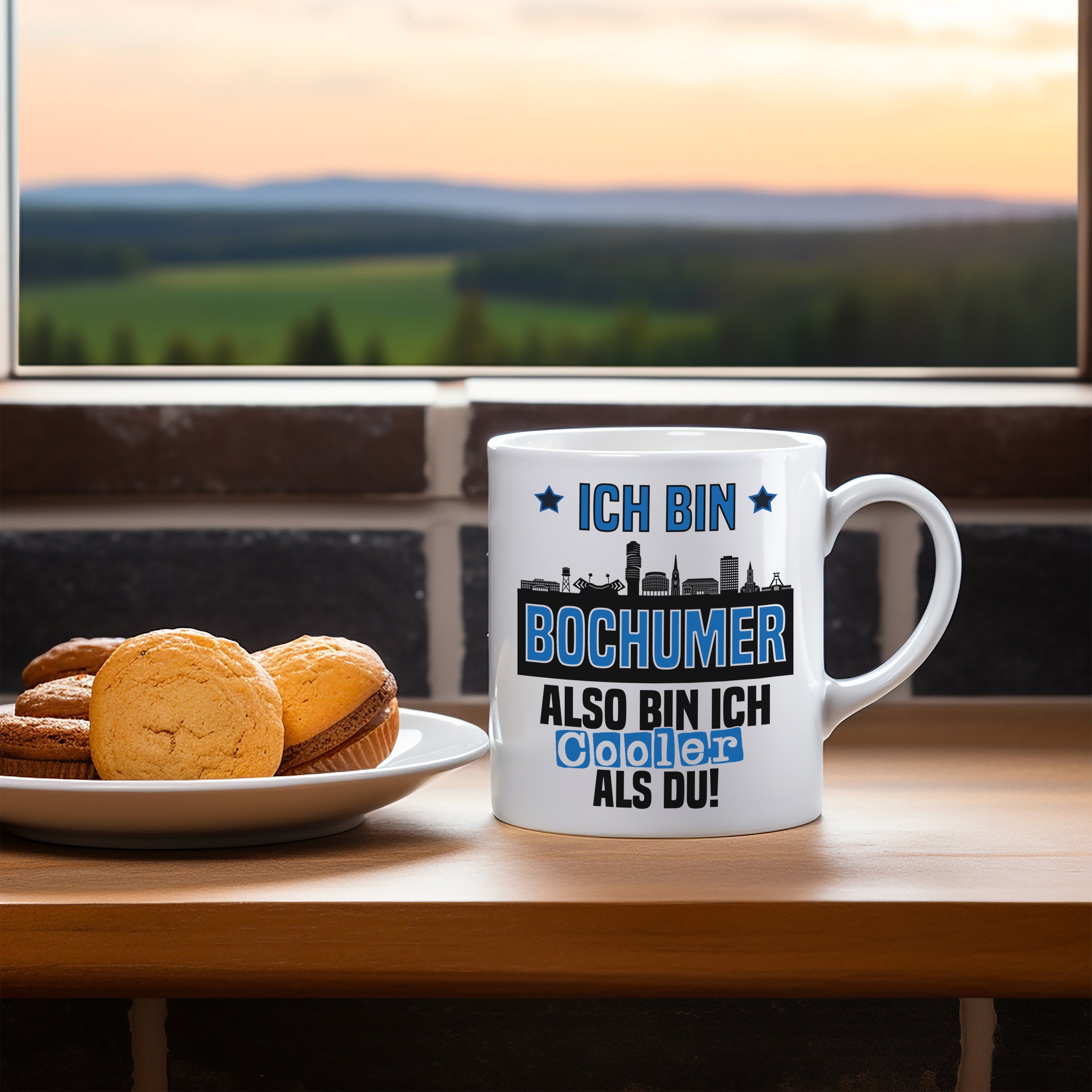 Tasse mit Motiv - Ich bin Bochumer also bin ich cooler als du! | Fußball Keramiktasse für VFL Fan | Skyline deiner Stadt