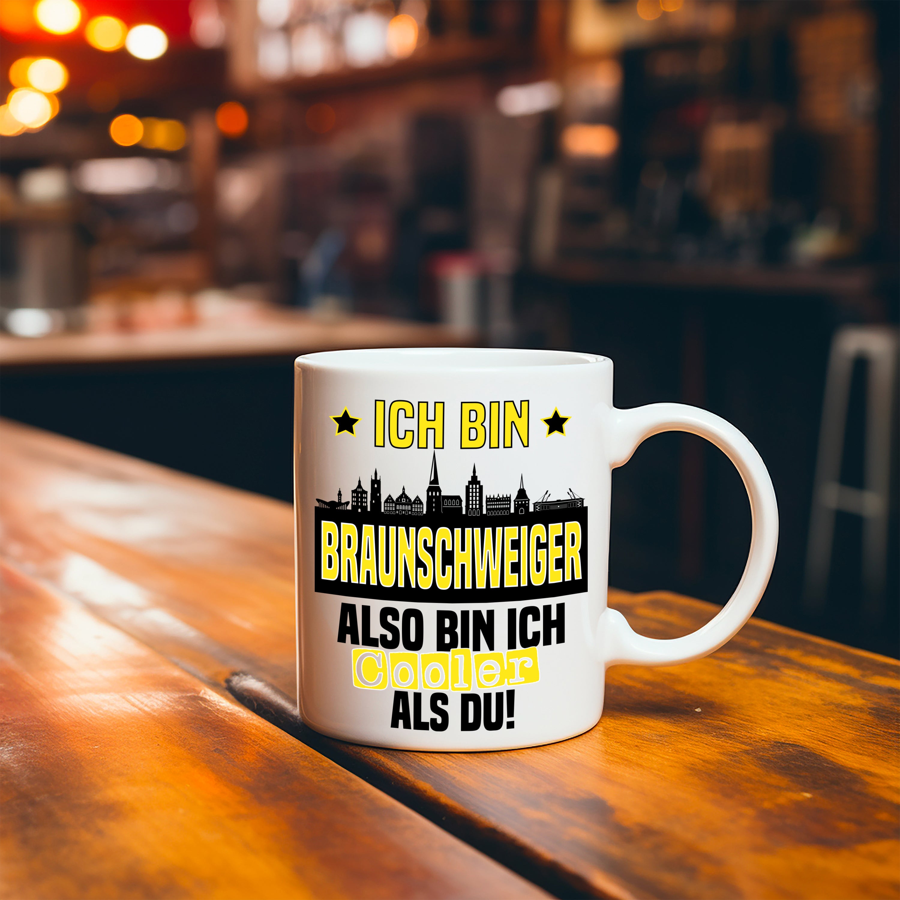 Tasse mit Motiv - Ich bin Braunschweiger also bin ich cooler als du! | Fußball Keramiktasse für Eintracht Fan | Skyline deiner Stadt