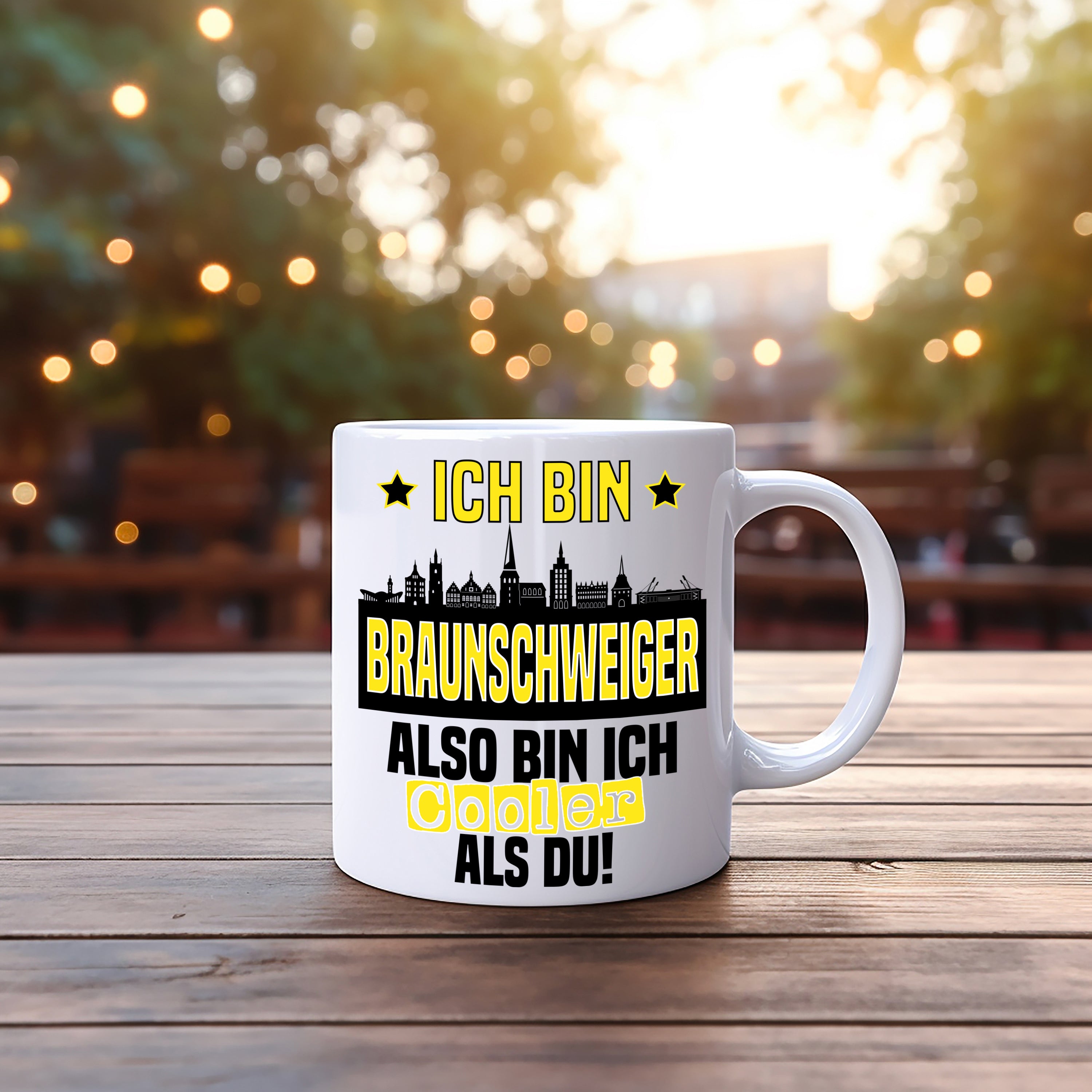 Tasse mit Motiv - Ich bin Braunschweiger also bin ich cooler als du! | Fußball Keramiktasse für Eintracht Fan | Skyline deiner Stadt