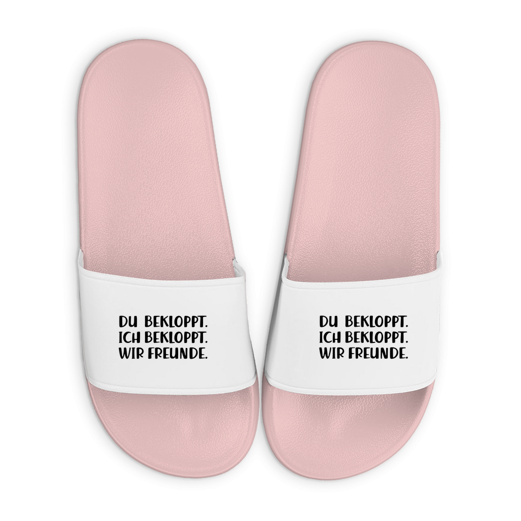 Badelatschen mit Motiv | Bekloppt aber Freunde | lustige Badesandalen in vielen Größen und Farben