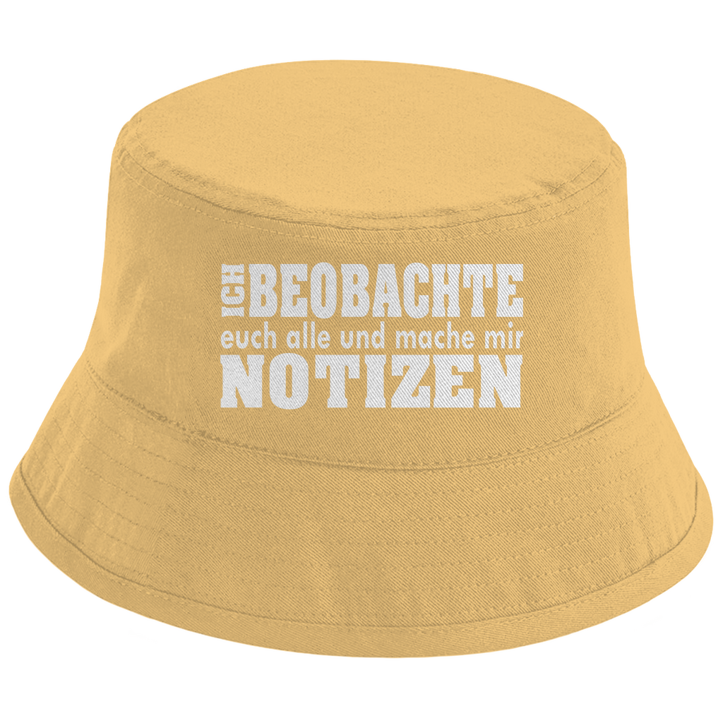 Bucket Hat mit Motiv | Ich beobachte euch alle und mache mir Notizen | Mallorca Hut für Feiern und Partys Sommerhut