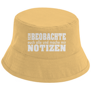 Bucket Hat mit Motiv | Ich beobachte euch alle und mache mir Notizen | Mallorca Hut für Feiern und Partys Sommerhut