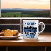 Tasse mit Motiv - Ich bin Darmstädter also bin ich cooler als du! | Fußball Keramiktasse für Darmstadt Fan | Skyline deiner Stadt