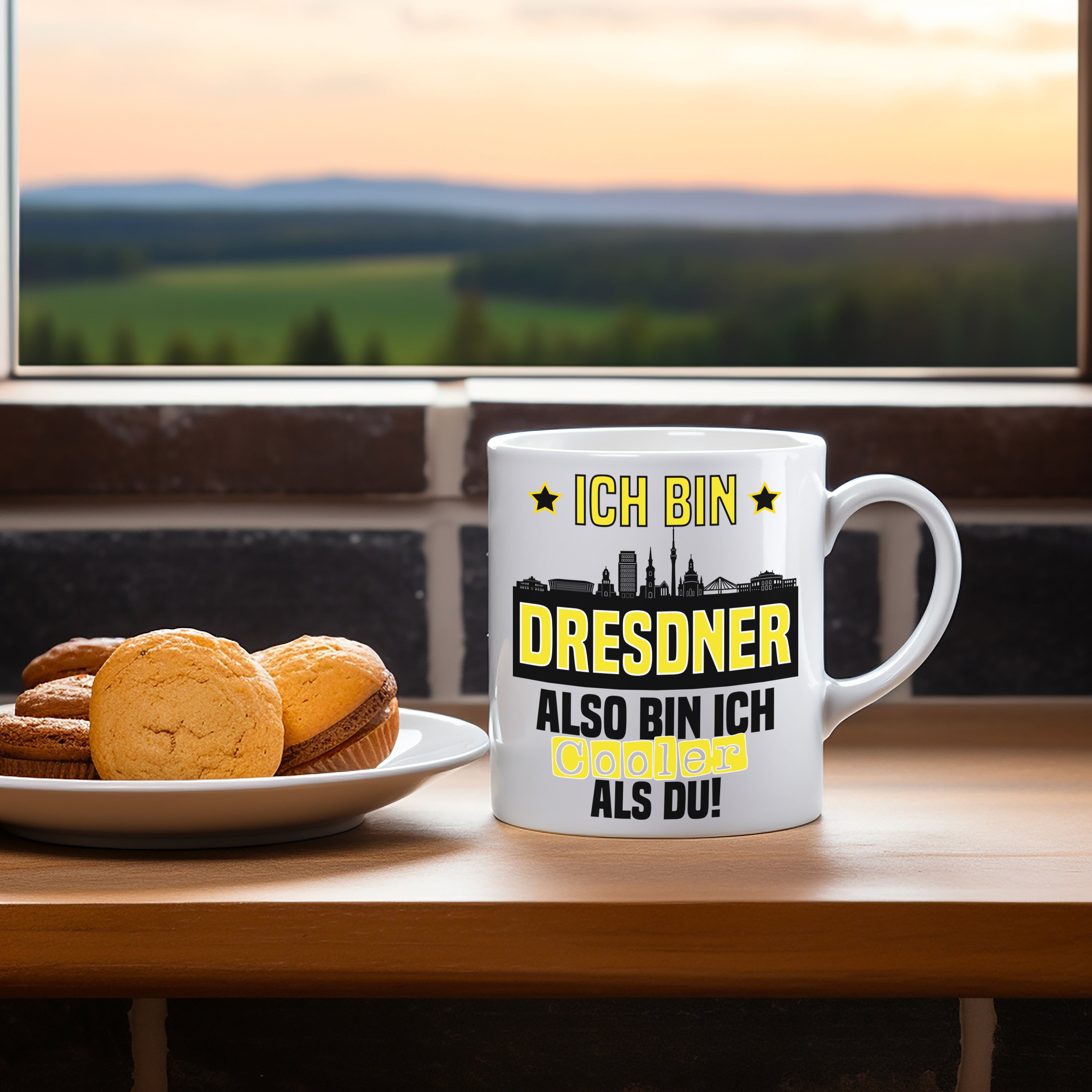 Tasse mit Motiv - Ich bin Dresdner also bin ich cooler als du! | Fußball Keramiktasse für Dresden Fan | Skyline deiner Stadt