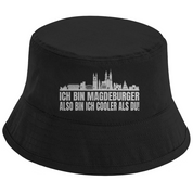 Bucket Hat mit Motiv | Ich bin Magdeburger also bin ich cooler als du! | Mallorca Hut für Feiern und Partys Sommerhut