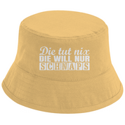 Bucket Hat mit Motiv | Die tut nix. Die will nur Schnaps | Mallorca Hut für Feiern und Partys Sommerhut