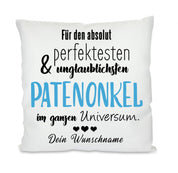 Kissen mit Motiv - Für den absolut perfektesten im Universum - Patenonkel - Dekokissen mit Füllung | 40x40cm